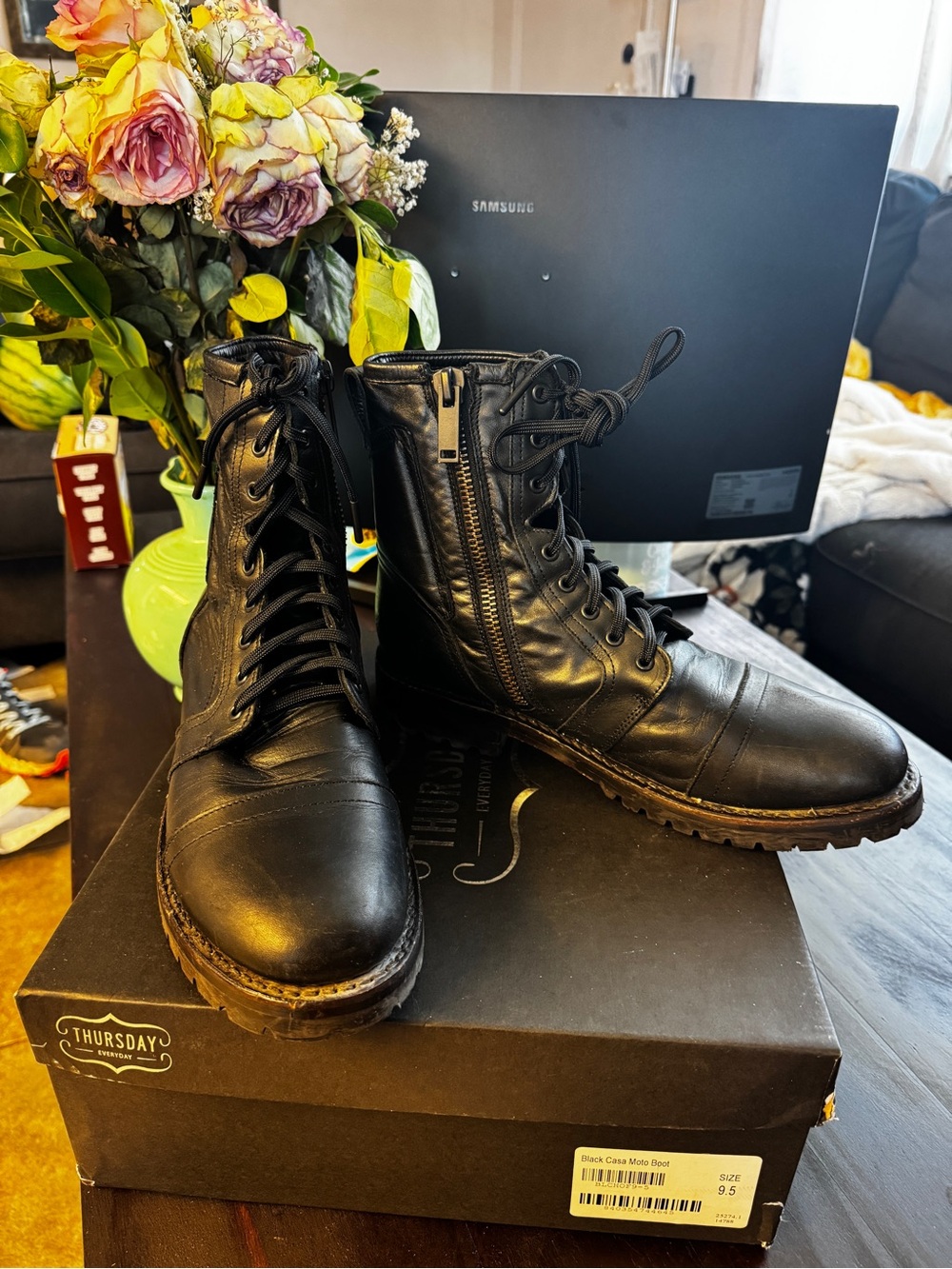 Thursday Boot Company Casa Moto Lace-Up Boots with Side Zip